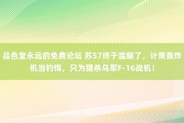 品色堂永远的免费论坛 苏57终于滥觞了，计策轰炸机当钓饵，只为猎杀乌军F-16战机！