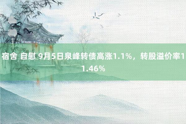 宿舍 自慰 9月5日泉峰转债高涨1.1%，转股溢价率11.46%