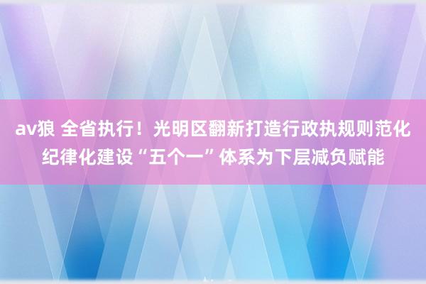 av狼 全省执行！光明区翻新打造行政执规则范化纪律化建设“五个一”体系为下层减负赋能