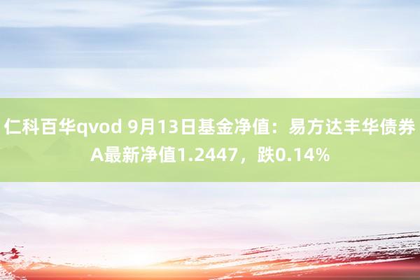 仁科百华qvod 9月13日基金净值：易方达丰华债券A最新净值1.2447，跌0.14%