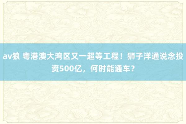 av狼 粤港澳大湾区又一超等工程！狮子洋通说念投资500亿，何时能通车？