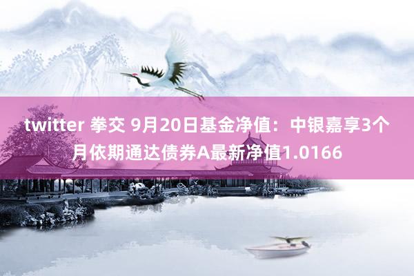 twitter 拳交 9月20日基金净值：中银嘉享3个月依期通达债券A最新净值1.0166