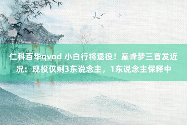 仁科百华qvod 小白行将退役！巅峰梦三首发近况：现役仅剩3东说念主，1东说念主保释中