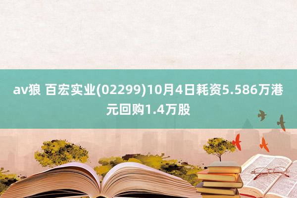 av狼 百宏实业(02299)10月4日耗资5.586万港元回购1.4万股