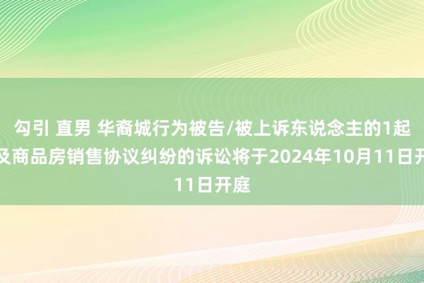 勾引 直男 华裔城行为被告/被上诉东说念主的1起波及商品房销售协议纠纷的诉讼将于2024年10月11日开庭