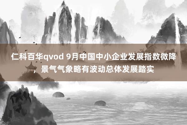 仁科百华qvod 9月中国中小企业发展指数微降，景气气象略有波动总体发展踏实