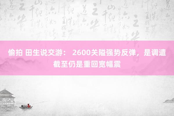 偷拍 田生说交游： 2600关隘强势反弹，是调遣截至仍是重回宽幅震