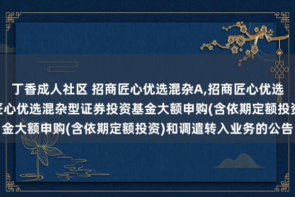 丁香成人社区 招商匠心优选混杂A，招商匠心优选混杂C: 对于暂停招商匠心优选混杂型证券投资基金大额申购(含依期定额投资)和调遣转入业务的公告