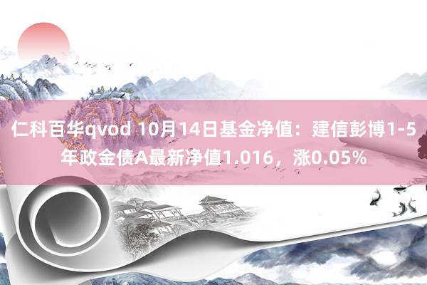 仁科百华qvod 10月14日基金净值：建信彭博1-5年政金债A最新净值1.016，涨0.05%