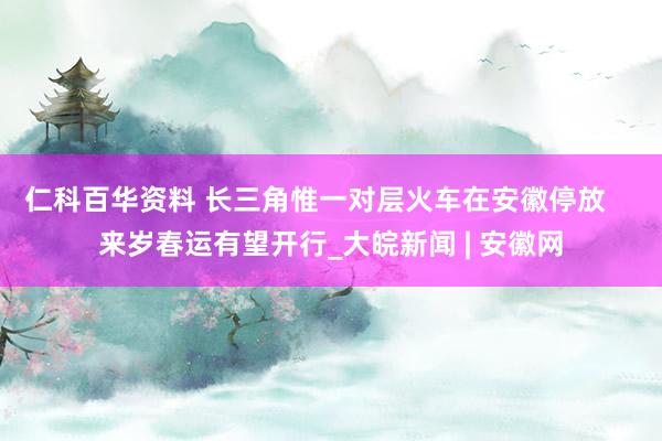 仁科百华资料 长三角惟一对层火车在安徽停放    来岁春运有望开行_大皖新闻 | 安徽网