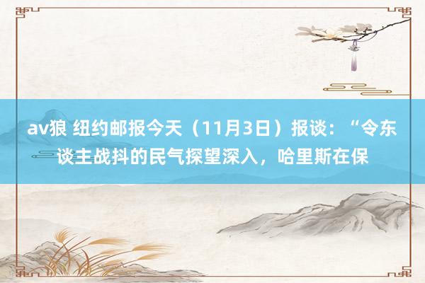 av狼 纽约邮报今天（11月3日）报谈：“令东谈主战抖的民气探望深入，哈里斯在保