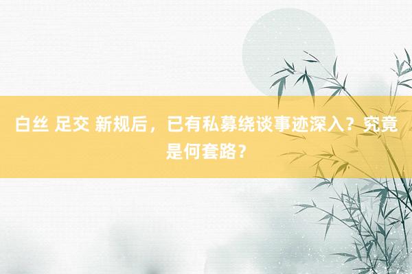 白丝 足交 新规后，已有私募绕谈事迹深入？究竟是何套路？